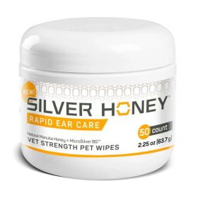 Silver Honey Rapid Ear Care Vet Strength Pet Wipes 50 Ct