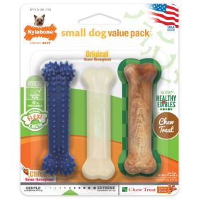 Nylabone Healthy Edibles and Flexi Chew Value Pack Chicken  Bacon, 1ea/XS/Petite  Up To 15 Lbs. 3 ct