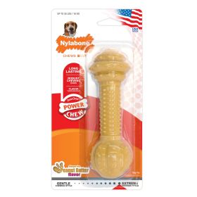Nylabone Barbell Power Chew Durable Dog Toy Peanut Butter, 1ea/Medium/Wolf  Up To 35 Lbs. 1 ct