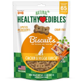 Nylabone Healthy Edibles Biscuits Grain Free Dog Treats Chicken & Veggie 1ea/12 oz