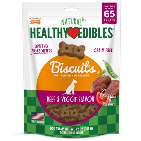 Nylabone Healthy Edibles Biscuits Grain Free Dog Treats Beef & Veggie 1ea/12 oz