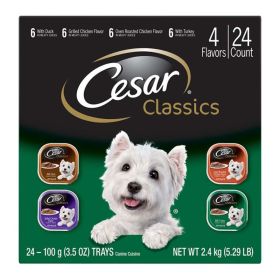 Cesar Classic Loaf in Sauce Adult Wet Dog Food Variety Pack (Duck, Chicken, Turkey) 84.66oz 24pk