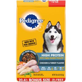Pedigree High Protein Adult Dry Dog Food w/Farm-Raised Poultry Chicken & Turkey 20.4lb