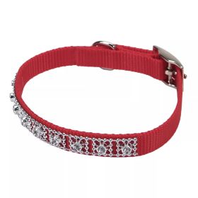Coastal Nylon Jeweled Dog Collar Red 1ea/3/8 In X 12 in