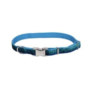 Coastal Sparkles Adjustable Dog Collar with Metal Buckle Blue 5/8x18