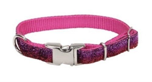 Coastal Sparkles Adjustable Dog Collar with Metal Buckle Pink 5/8x18