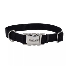 Coastal Adjustable Nylon Collar With Coastal Titan Metal Buckle Black 5/8X14In