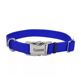 Coastal Adjustable Nylon Collar With Coastal Titan Metal Buckle Blue 5/8X14In