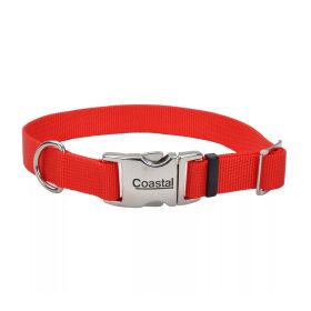 Coastal Adjustable Nylon Collar With Coastal Titan Metal Buckle Red 5/8X14In