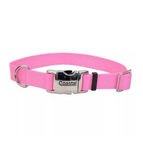 Coastal Adjustable Nylon Collar With Coastal Titan Metal Buckle Bright Pink 5/8X14In