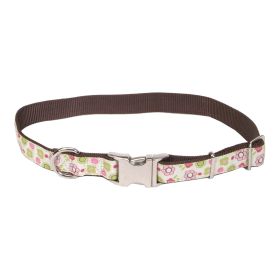 Coastal Ribbon Adjustable Nylon Dog Collar with Metal Buckle Floral 5/8X18in