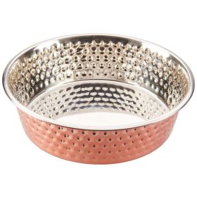 Spot Honeycomb Non Skid Stainless Steel Dog Bowl Hammered Exterior, Copper, 1ea/3 qt