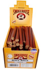 Smokehouse USA Made Beefy Rolls Dog Treats 60ea/60 Ct Display Box