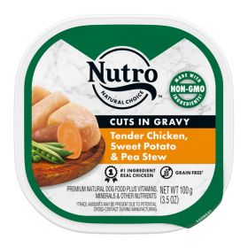Nutro Products Grain Free Cuts in Gravy Adult Wet Dog Food Tender Chicken, Sweet Potato & Pea Stew 3.5oz 24pk