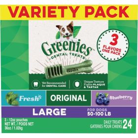 Greenies 3Flavor Variety Pack Dog Dental Treat Large, 1ea/36 oz, 24 ct