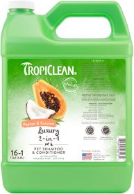 TropiClean Papaya & Coconut Luxury 2-in-1 Shampoo and Conditioner for Pets 1ea/1 gal