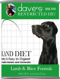 Dave's Dog Restricted Diet Bland  Lamb And Rice Formula 13oz. (Case of 12)