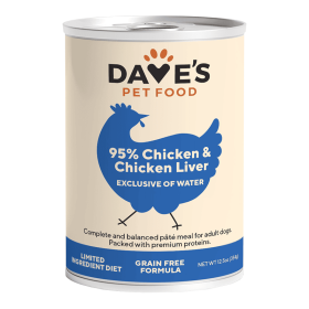 Dave's Pet Food Dog 95% Premium Meats Chicken And Chicken Liver 12.5oz. (Case of 12)