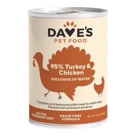 Dave's Pet Food Dog 95% Premium Turkey & Chicken 12.5oz. (Case of 12)
