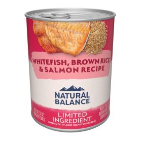 Natural Balance Pet Foods Limited Ingredient Canned Dog Food Whitefish, Brown Rice & Salmon 13oz