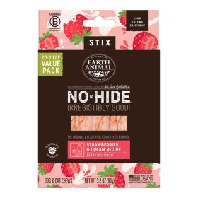 Earth Animal Dog No - Hide Original Collection Strawberries & Cream Stix Value Pack - 20 Pack