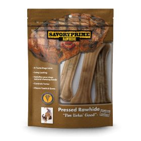 Savory Prime Pressed Rawhide Bones Bagged Natural 1ea/6.5 in, 3 pk