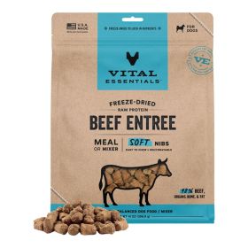 Vital Essentials Dog Freeze-Dried Raw Grain Free Beef Entree & Mixer Soft Nibs 14oz.