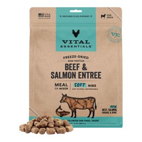 Vital Essentials Dog Freeze-Dried Raw Grain Free Beef & Salmon Entree & Mixer Soft Nibs 14oz.