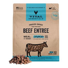 Vital Essentials Dog Freeze-Dried Raw Grain Free Grain Free Beef Entree & Mixer Dog Food Crunchy Mini Nibs 3Lbs