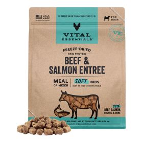 Vital Essentials Dog Freeze-Dried Raw Grain Free Grain Free Beef & Salmon Entree & Mixer Dog Food Soft Nibs 3Lbs