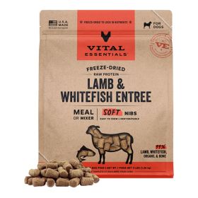 Vital Essentials Dog Freeze-Dried Raw Grain Free Grain Free Lamb & Whitefish Entree & Mixer Dog Food Soft Nibs 3Lbs