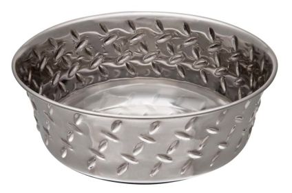 Loving Pets Diamond Plate Bowls with Non Skid Bottom Dog Dish Bowl Silver, 1ea/1 pt