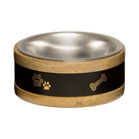 Loving Pets Black Label Wooden Ring Dog Bowl  Holder 1ea/1 qt