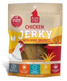 Plato Dog Jerky Chicken With Bone Broth 16oz.