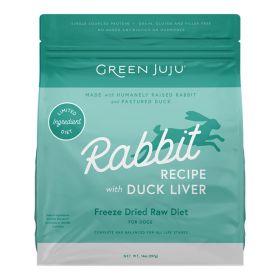 Green Juju Dog & Cat Freeze-Dried Grain Free Raw Limited Ingredient Diet Rabbit With Duck Liver 14oz.