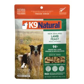 K9 Natural Dog Grain-Free Freeze-Dried Food Topper, New Zealand Lamb Feast 3.5oz.