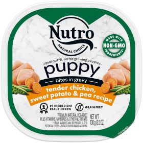 Nutro Products Grain Free Bites in Gravy Puppy Wet Dog Food Tender Chicken, Sweet Potato & Pea 3.5oz 24pk