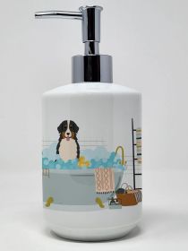 Bernese Mountain Dog in Bathtub Ceramic Soap Dispenser Hand Soap Dispenser Pump Bottles for Bathroom Kitchen, Empty Refillable Liquid Soap Contai