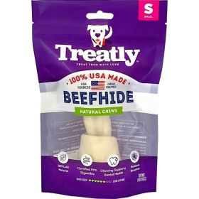 Treatly 100% USA Beefhide Bone with Header Card Natural 5in. 1 Pk