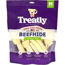 Treatly 100% USA Beefhide Bones & Rolls Natural Medium-10 Pk