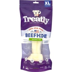 Treatly 100% USA Beefhide Bone with Header Card Natural 11in. 1 Pk