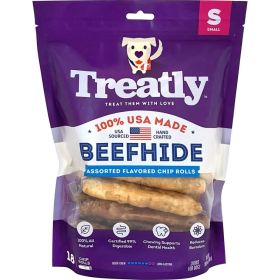Treatly 100% USA Beefhide Chip Rolls Chicken/Beef 5in. -18 Pk