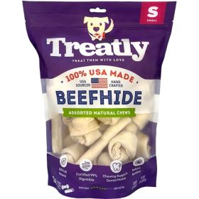Treatly 100% USA Beefhide Bones & Rolls Natural Small-24 Pk