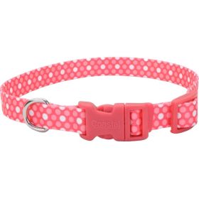Styles Adjustable Dog Collar Polka Dot Pink Large 1 x 18-26 In