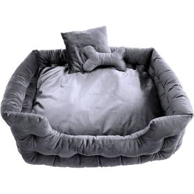 Goo-Eez Luxury Velour Pet Bed w/  Accessories Charcoal 28in.