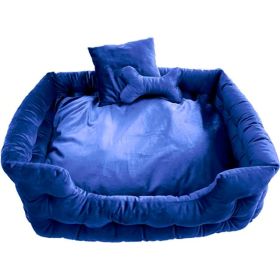 Goo-Eez Luxury Velour Pet Bed w/  Accessories Royal Blue 28in.