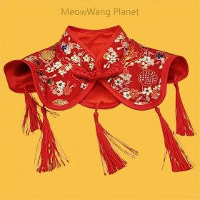 Handcrafted Chinese Inspired Pet Cape Cheongsam Style Cloak With Traditional Knot For Cats Small Dogs Elegant Four Season Pet Cape With Classic Chines (Option: M)