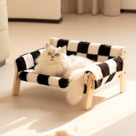 MEWOOFUN Raised Cat Bed With Wooden Legs - Sturdy Cat Sofa Holds 15kg, 56x45cm Soft Checkerboard Couch With Removable Washable Cover For Indoor Cats & (Option: QM075)