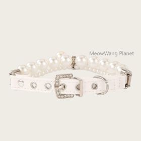 Dog Cat Collar Elegant Pearl Pet Collar Minimalist Adjustable Neck Accessory For Small Medium Dogs Cats Durable Comfortable Stylish Luxury Pet Gift Fo (Option: M)