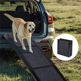 Dog Ramp For Car 65x17 Large Folding Pet Stair Ramps For Truck, SUV, With Non-Slip Surface, Up To 250LBS, Outdoor Dog Car Ramp For Medium  Large Dogs, (Color: Black)